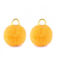 Pompom Anhänger mit Öse 10mm - Gold-spectra yellow